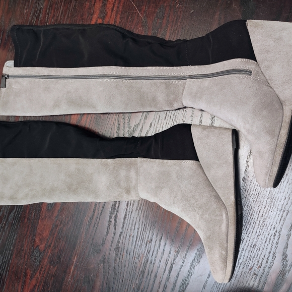 Vince Camuto split shaft suede wedge tall boots, size 7.5 - Picture 9 of 11